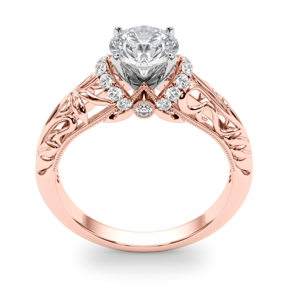 Exquisite 14kt White Gold Semi-Mount Engagement Ring Setting - 1/6 ct TW Diamond Accents