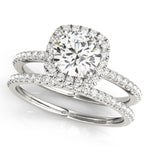 Exquisite 2 Carat Round Halo Engagement Ring Setting in 14kt White Gold