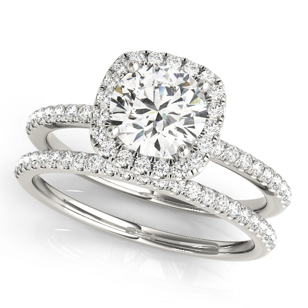 Exquisite 2 Carat Round Halo Engagement Ring Setting in 14kt White Gold