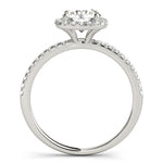 Exquisite 2 Carat Round Halo Engagement Ring Setting in 14kt White Gold