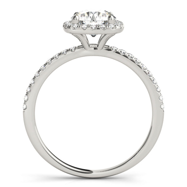 Exquisite 2 Carat Round Halo Engagement Ring Setting in 14kt White Gold