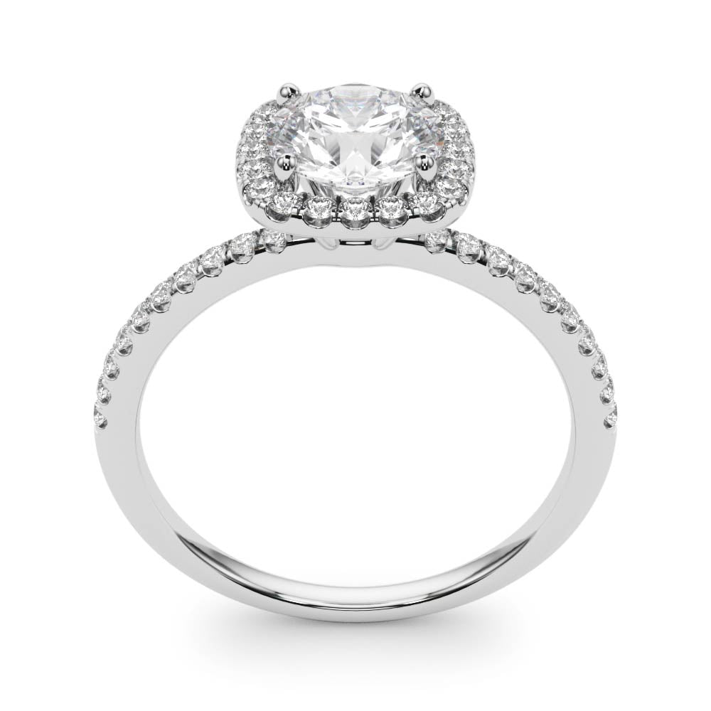 Exquisite 2 Carat Round Halo Engagement Ring Setting in 14kt White Gold