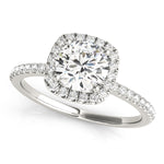 Exquisite 2 Carat Round Halo Engagement Ring Setting in 14kt White Gold