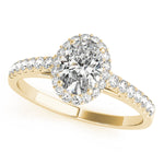 Exquisite 14kt White Gold Halo Oval Engagement Ring - 10x8mm Center Stone
