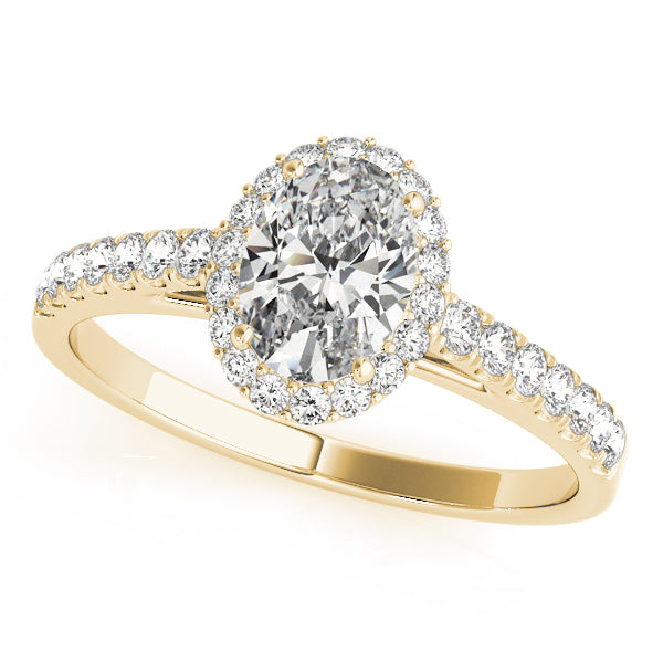 Exquisite 14kt White Gold Halo Oval Engagement Ring - 10x8mm Center Stone