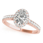 Exquisite 14kt White Gold Halo Oval Engagement Ring - 10x8mm Center Stone
