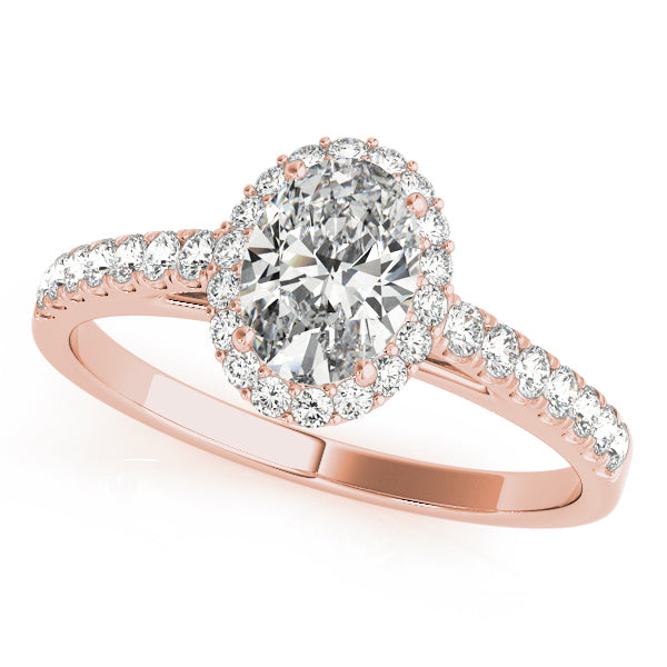 Exquisite 14kt White Gold Halo Oval Engagement Ring - 10x8mm Center Stone