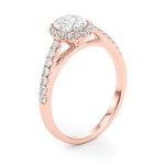 Exquisite 14kt White Gold Halo Oval Engagement Ring - 10x8mm Center Stone