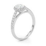 Exquisite 14kt White Gold Halo Oval Engagement Ring - 10x8mm Center Stone