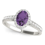 Exquisite 14kt White Gold Halo Oval Engagement Ring - 10x8mm Center Stone