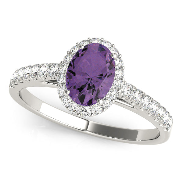 Exquisite 14kt White Gold Halo Oval Engagement Ring - 10x8mm Center Stone