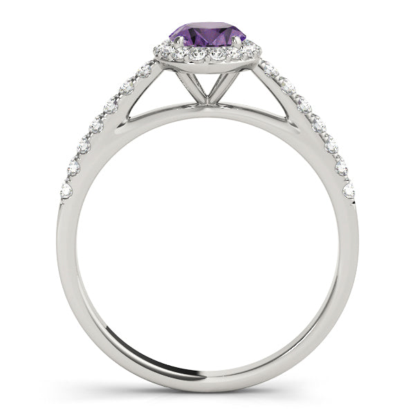 Exquisite 14kt White Gold Halo Oval Engagement Ring - 10x8mm Center Stone