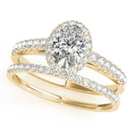 Exquisite 14kt White Gold Halo Oval Engagement Ring - 10x8mm Center Stone