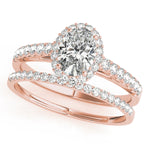 Exquisite 14kt White Gold Halo Oval Engagement Ring - 10x8mm Center Stone
