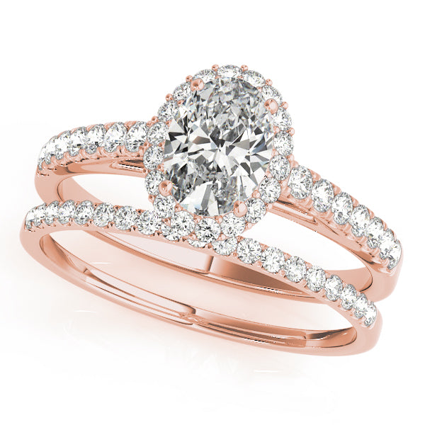 Exquisite 14kt White Gold Halo Oval Engagement Ring - 10x8mm Center Stone