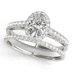 Exquisite 14kt White Gold Halo Oval Engagement Ring - 10x8mm Center Stone