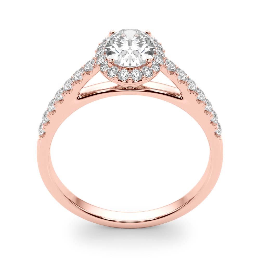 Exquisite 14kt White Gold Halo Oval Engagement Ring - 10x8mm Center Stone