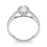 Exquisite 14kt White Gold Halo Oval Engagement Ring - 10x8mm Center Stone
