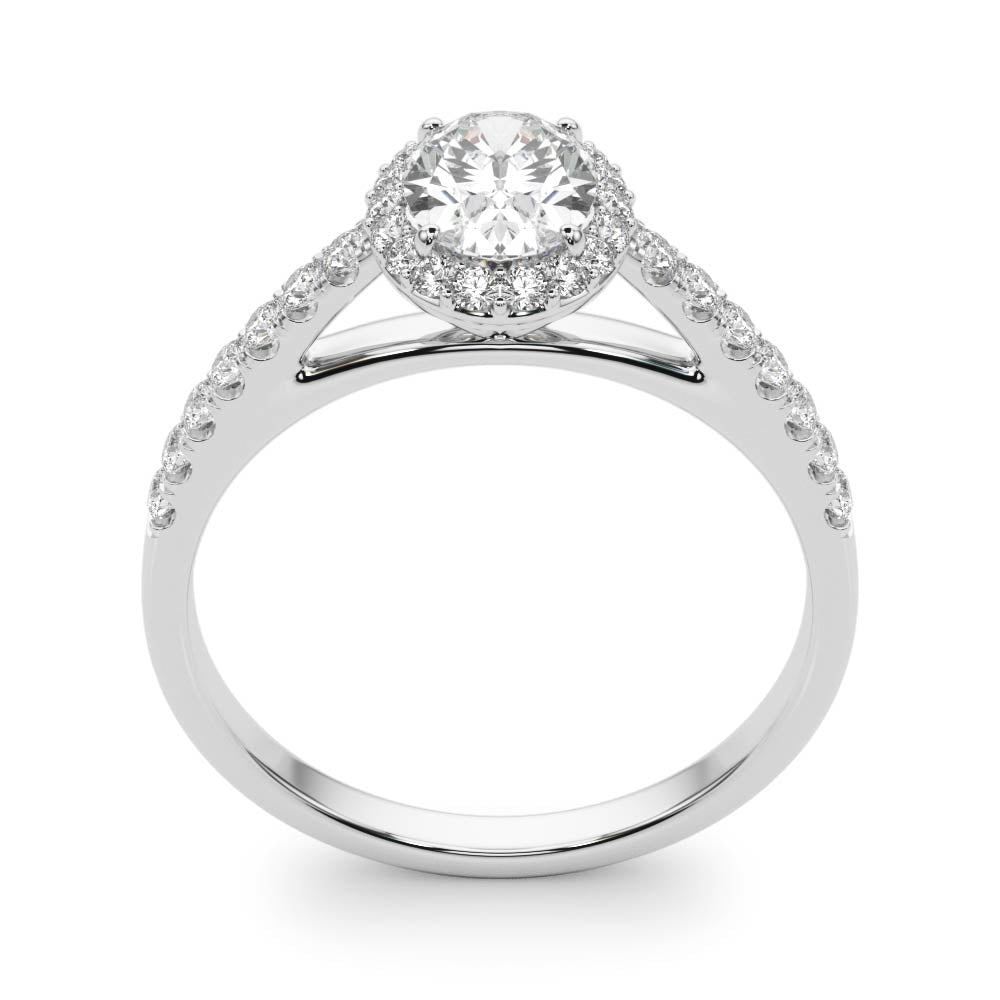 Exquisite 14kt White Gold Halo Oval Engagement Ring - 10x8mm Center Stone