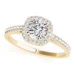 Exquisite Halo Engagement Ring - 10mm Cushion Cut Center Stone in 14k White Gold