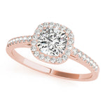 Exquisite Halo Engagement Ring - 10mm Cushion Cut Center Stone in 14k White Gold