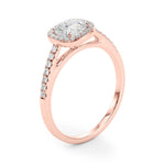 Exquisite Halo Engagement Ring - 10mm Cushion Cut Center Stone in 14k White Gold