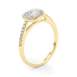 Exquisite Halo Engagement Ring - 10mm Cushion Cut Center Stone in 14k White Gold