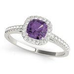 Exquisite Halo Engagement Ring - 10mm Cushion Cut Center Stone in 14k White Gold