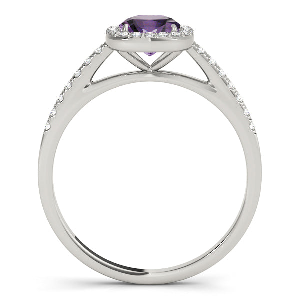 Exquisite Halo Engagement Ring - 10mm Cushion Cut Center Stone in 14k White Gold