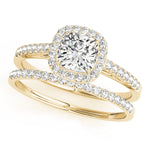 Exquisite Halo Engagement Ring - 10mm Cushion Cut Center Stone in 14k White Gold