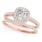 Exquisite Halo Engagement Ring - 10mm Cushion Cut Center Stone in 14k White Gold