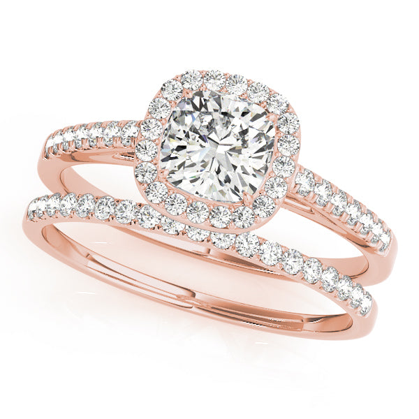 Exquisite Halo Engagement Ring - 10mm Cushion Cut Center Stone in 14k White Gold