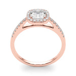 Exquisite Halo Engagement Ring - 10mm Cushion Cut Center Stone in 14k White Gold