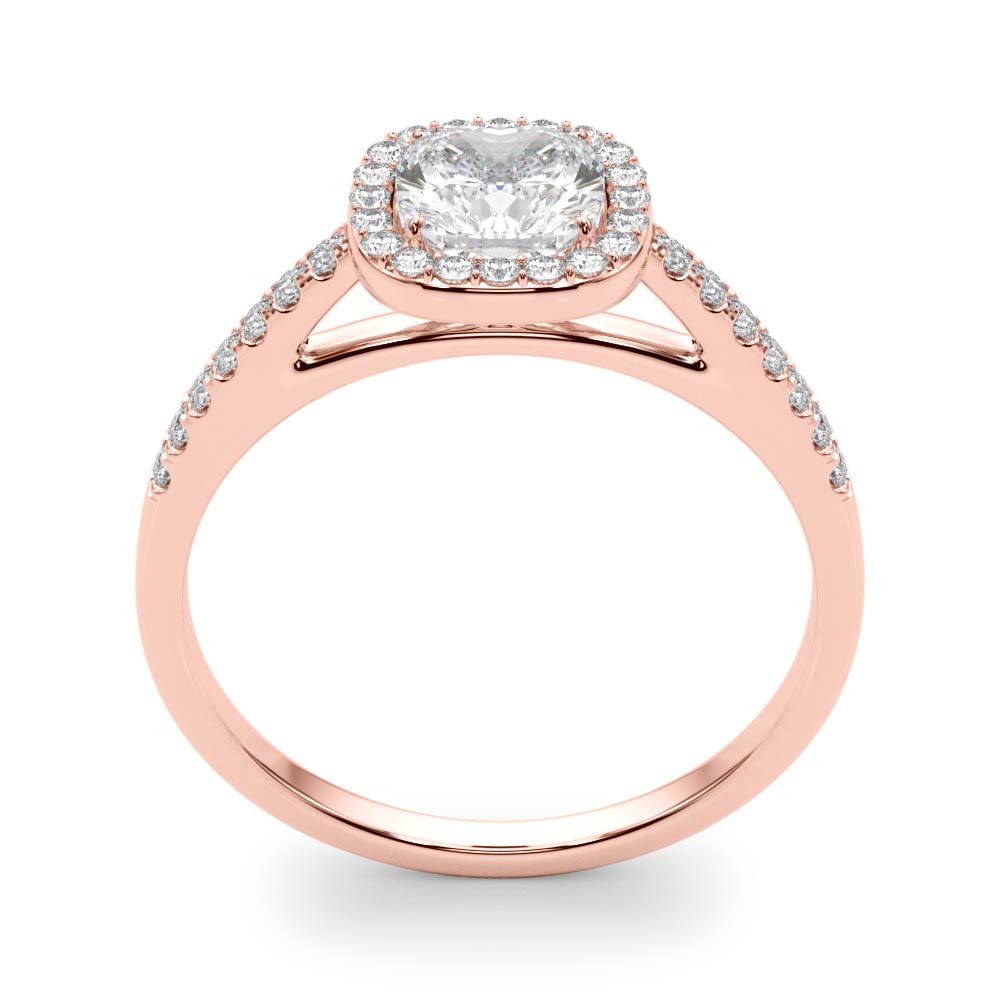 Exquisite Halo Engagement Ring - 10mm Cushion Cut Center Stone in 14k White Gold