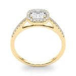 Exquisite Halo Engagement Ring - 10mm Cushion Cut Center Stone in 14k White Gold