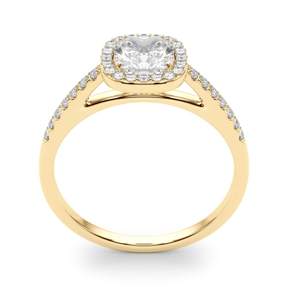 Exquisite Halo Engagement Ring - 10mm Cushion Cut Center Stone in 14k White Gold