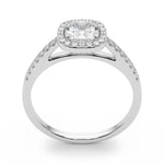 Exquisite Halo Engagement Ring - 10mm Cushion Cut Center Stone in 14k White Gold