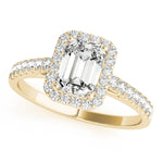10x8 MM Emerald Cut Halo Engagement Ring Setting in 14kt White Gold
