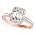 10x8 MM Emerald Cut Halo Engagement Ring Setting in 14kt White Gold
