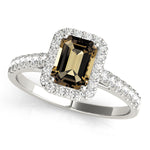 10x8 MM Emerald Cut Halo Engagement Ring Setting in 14kt White Gold