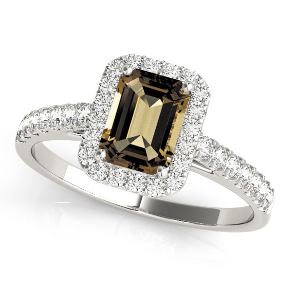 10x8 MM Emerald Cut Halo Engagement Ring Setting in 14kt White Gold