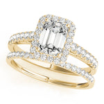 10x8 MM Emerald Cut Halo Engagement Ring Setting in 14kt White Gold