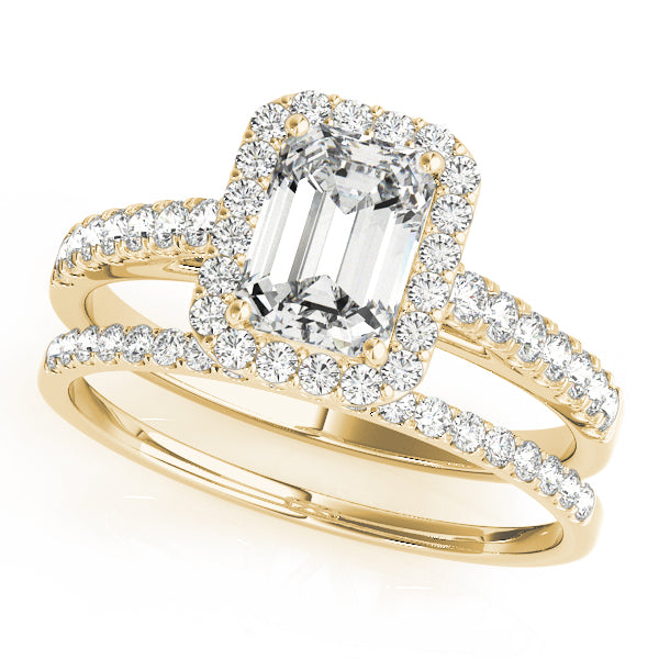 10x8 MM Emerald Cut Halo Engagement Ring Setting in 14kt White Gold