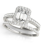 10x8 MM Emerald Cut Halo Engagement Ring Setting in 14kt White Gold