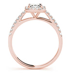10x8 MM Emerald Cut Halo Engagement Ring Setting in 14kt White Gold