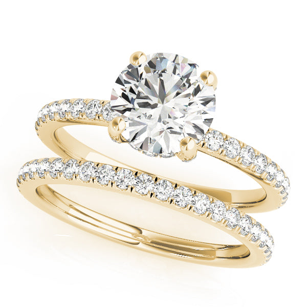 14kt White Gold 3 ct Round Center Semi-Mount Engagement Ring - Style 