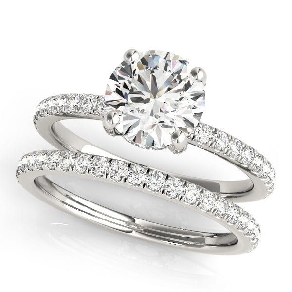 14kt White Gold 3 ct Round Center Semi-Mount Engagement Ring - Style 