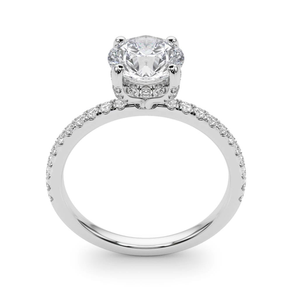 14kt White Gold 3 ct Round Center Semi-Mount Engagement Ring - Style 