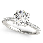 14kt White Gold 3 ct Round Center Semi-Mount Engagement Ring - Style 