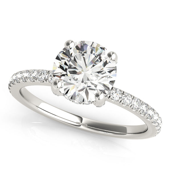 14kt White Gold 3 ct Round Center Semi-Mount Engagement Ring - Style 
